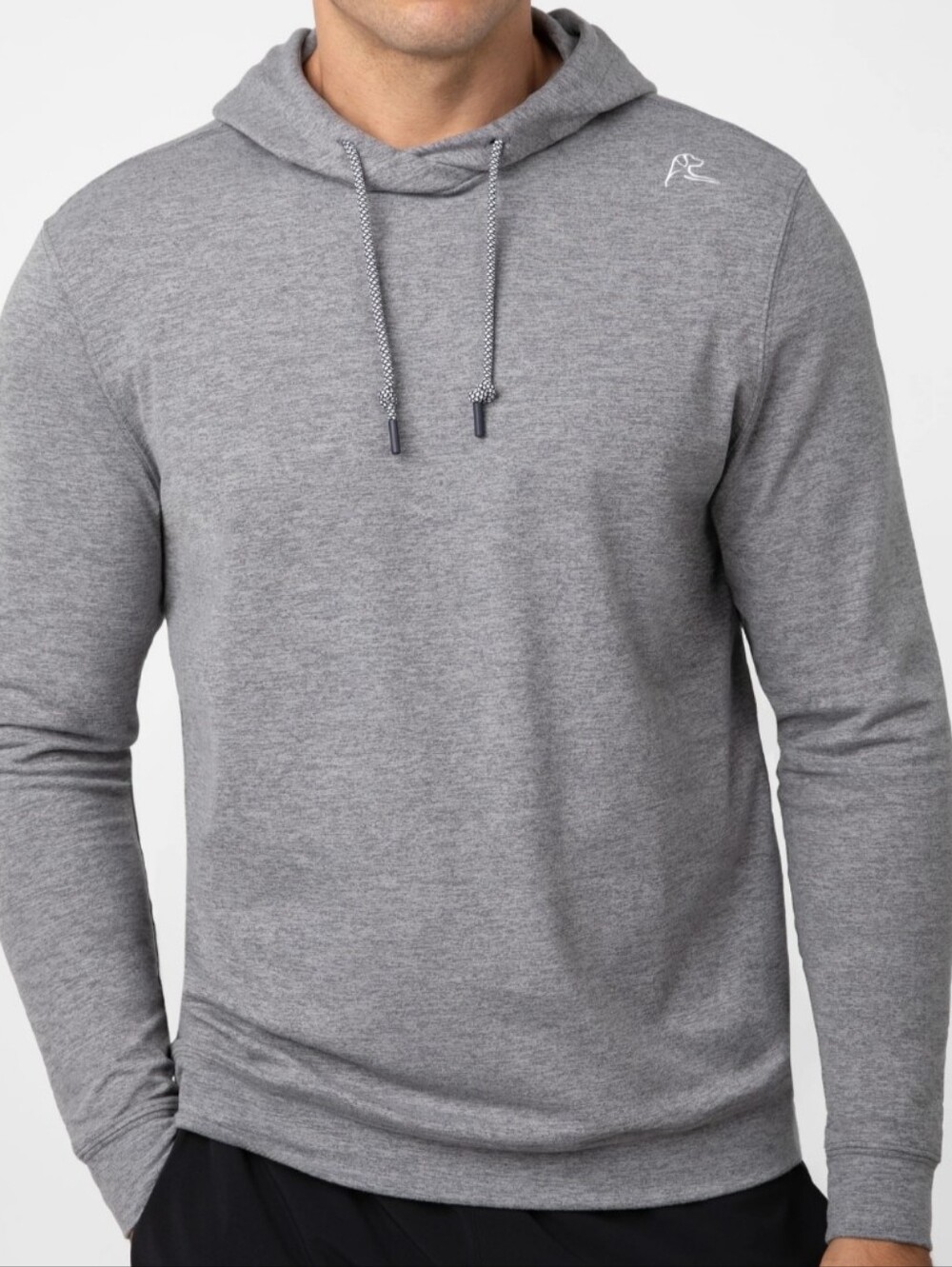 Rhoback Mens Hesi Performance Light Heather Gray Pullover Hoodie Size Medium